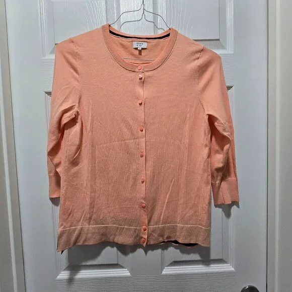 Crown & Ivy Ladies Cardigan LG Spring 3/4 Sleeve Preppy Minimalist Easter Spring - Picture 2 of 4